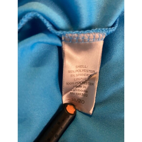 Avenue Women's Plus Sz 18/20 Blue Sleeveless Eyelet 1/4 Button Layered Top - Picture 9 of 12